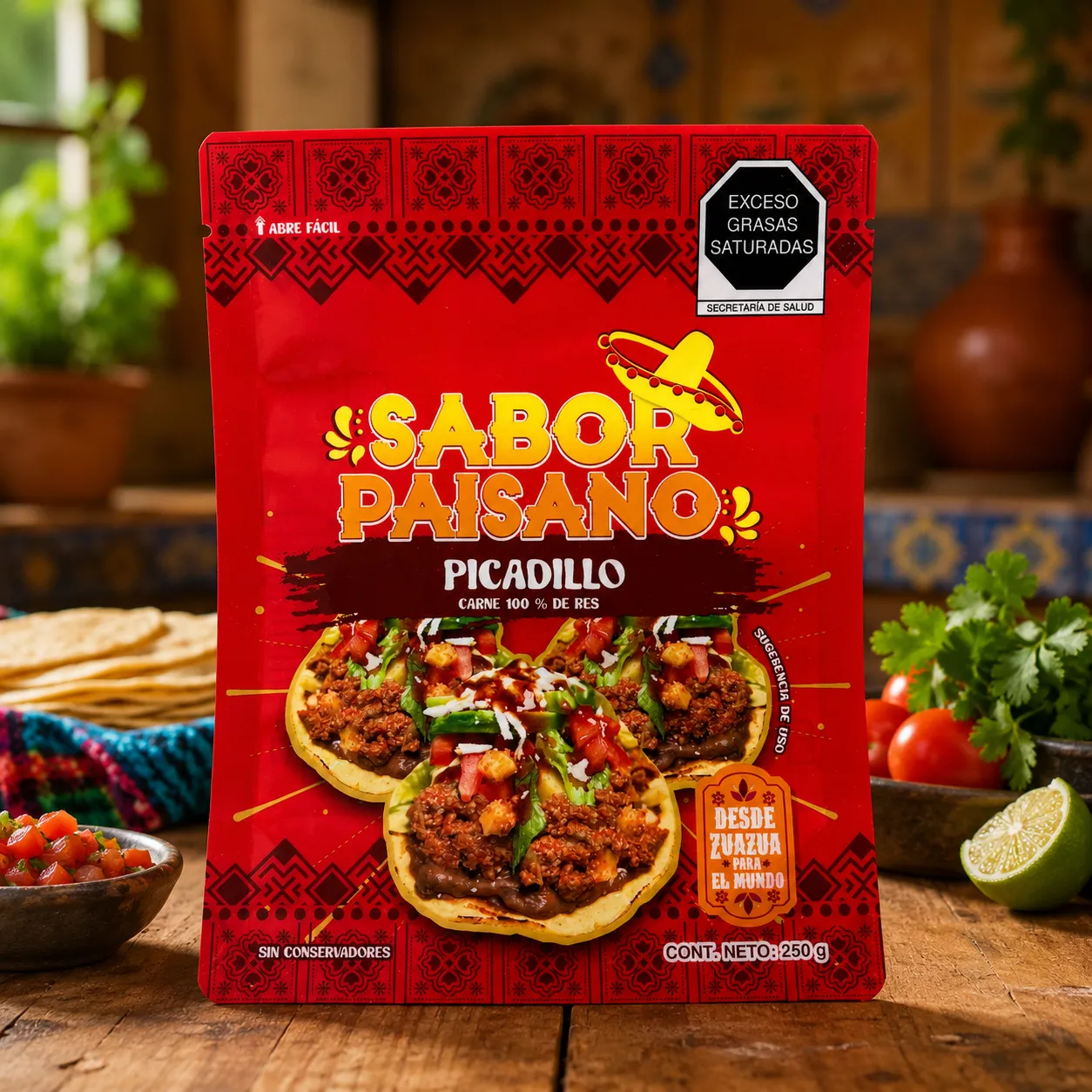 Custom Printed Stand-Up Pouch for Picadillo