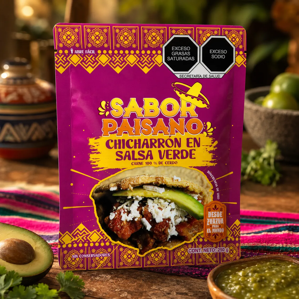 Stand-Up Pouch for Chicharron in Salsa Verde packaging photo 3