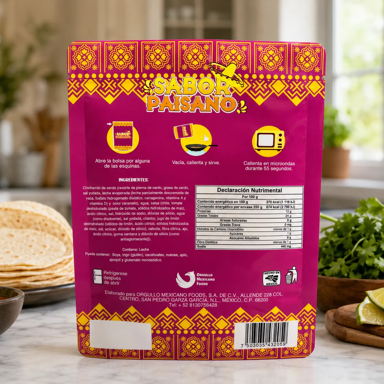 Stand-Up Pouch for Chicharron in Salsa Verde packaging photo 4